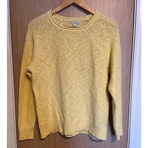 L.L. Bean Cotton Yellow Sweater Lightweight Fisherman Knit